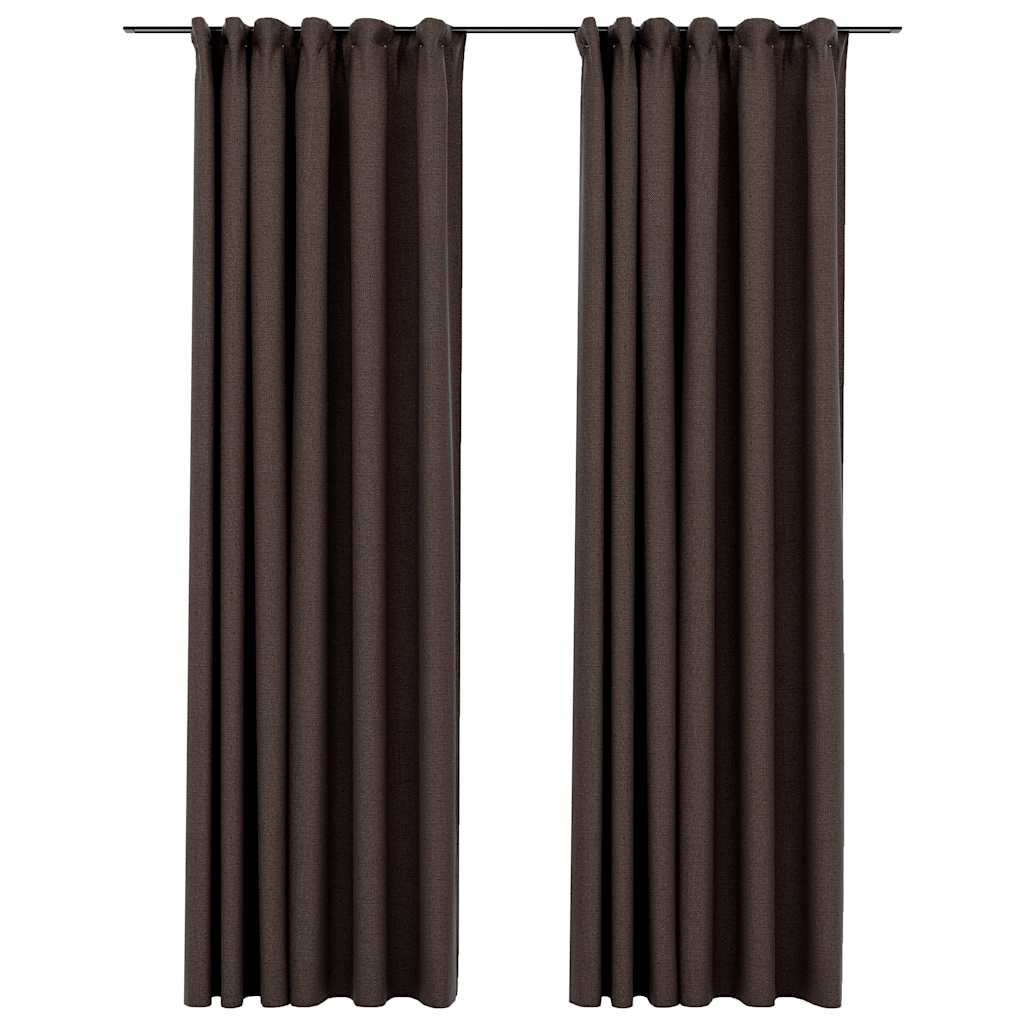 vidaXL Perdele opace aspect pânză cârlige 2 buc. gri taupe 140x225 cm vidaXL Perdele opace aspect pânză cârlige 2 buc. gri taupe 140x225 cm