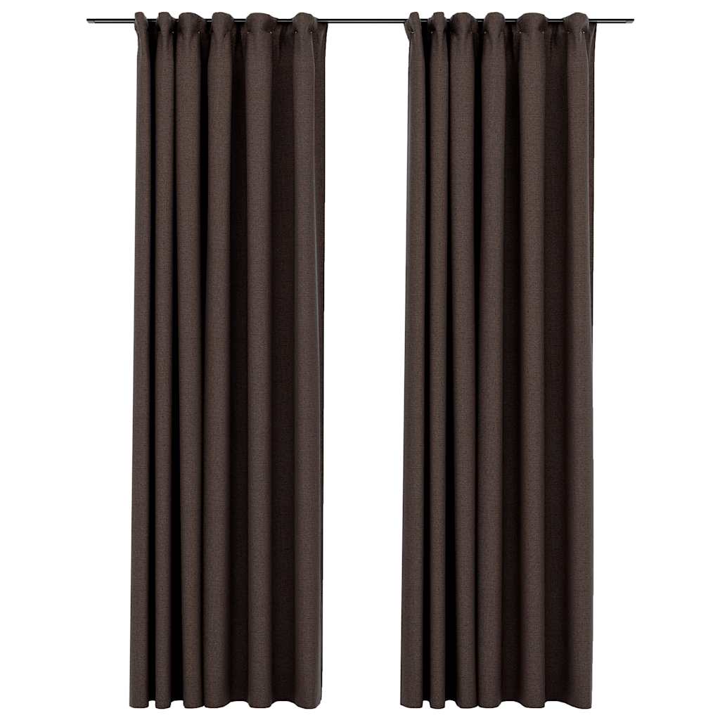 vidaXL Draperii opace aspect pânză cârlige 2 buc. gri taupe 140x245 cm vidaXL Draperii opace aspect pânză cârlige 2 buc. gri taupe 140x245 cm