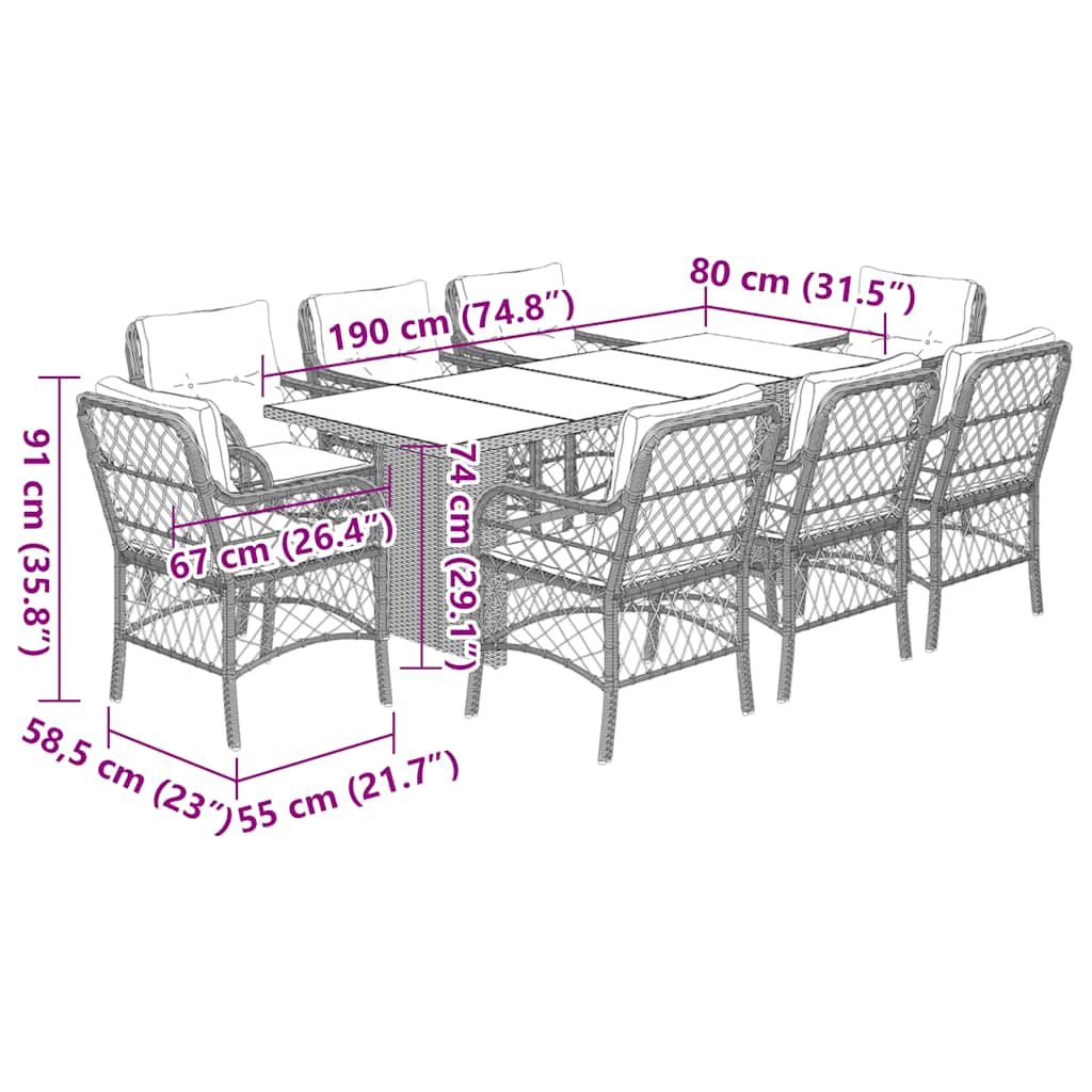 vidaXL Set mobilier grădină cu perne, 9 piese, gri deschis, poliratan vidaXL Set mobilier grădină cu perne, 9 piese, gri deschis, poliratan