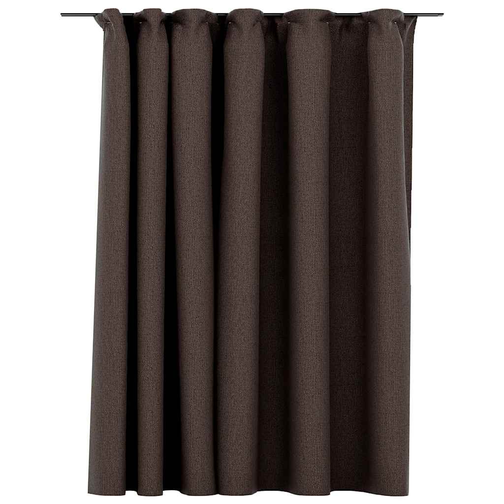 vidaXL Draperie opacă, aspect de in, gri taupe, 290x245 cm, cu cârlige vidaXL Draperie opacă, aspect de in, gri taupe, 290x245 cm, cu cârlige