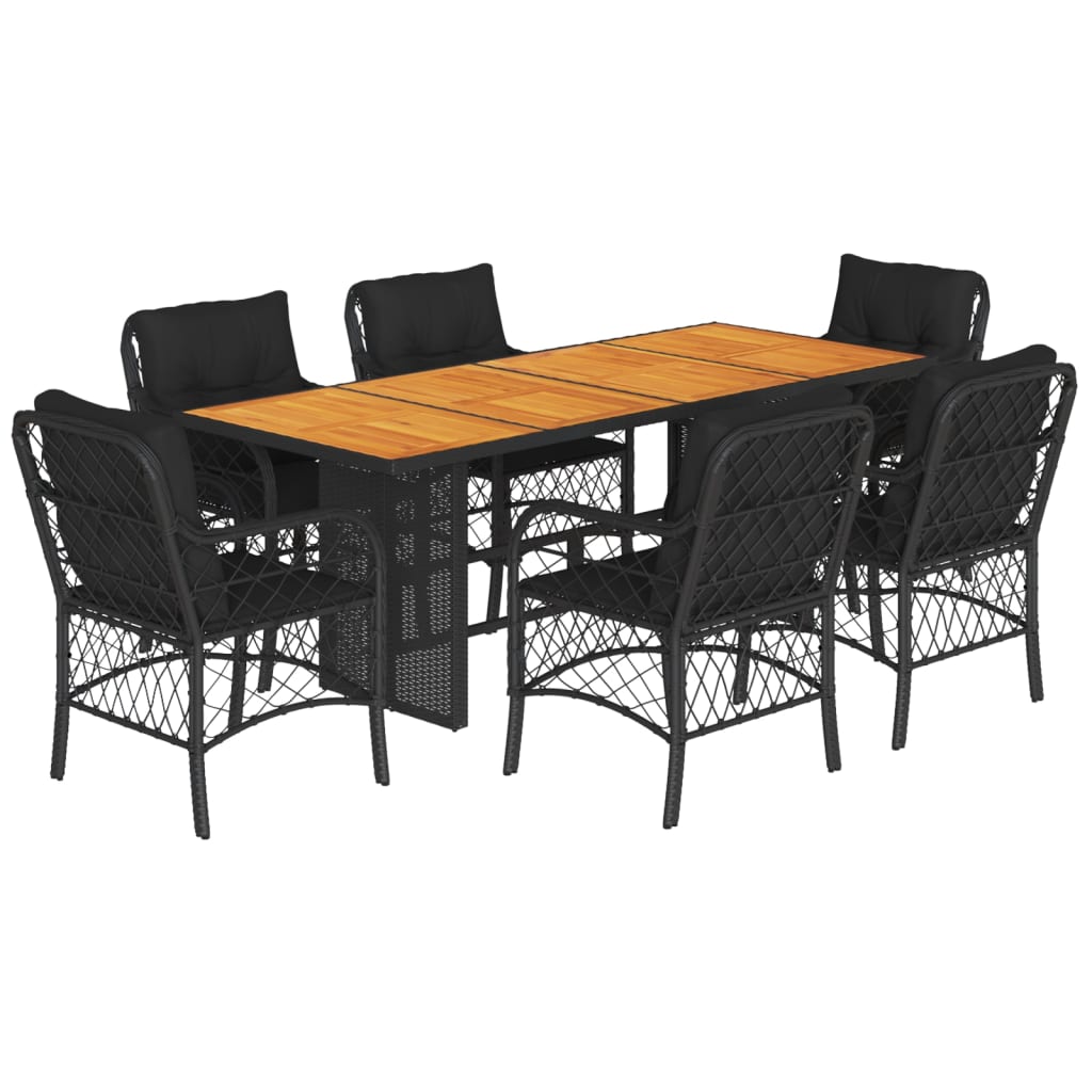 vidaXL Set mobilier de grădină cu perne, 7 piese, negru, poliratan vidaXL Set mobilier de grădină cu perne, 7 piese, negru, poliratan