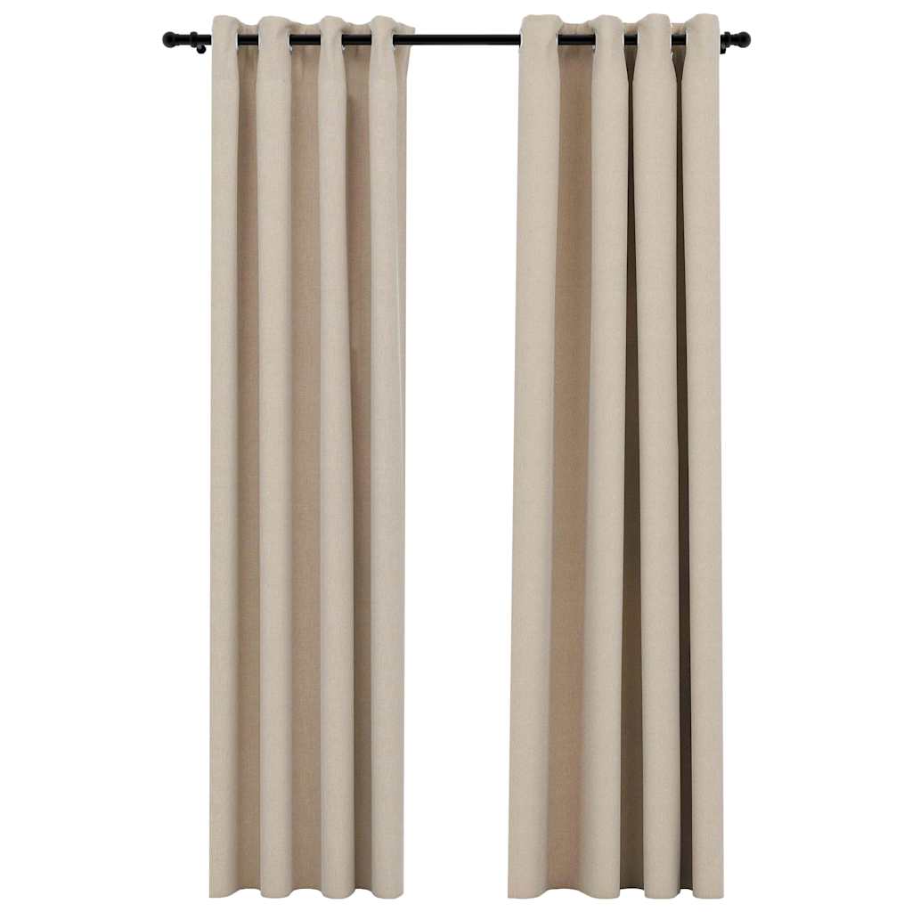 vidaXL Perdele opace, aspect pânză, cu ocheți, 2 buc., bej, 140x245 cm vidaXL Perdele opace, aspect pânză, cu ocheți, 2 buc., bej, 140x245 cm