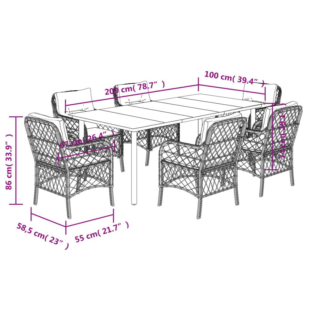 vidaXL Set mobilier de grădină cu perne, 7 piese, negru, poliratan vidaXL Set mobilier de grădină cu perne, 7 piese, negru, poliratan