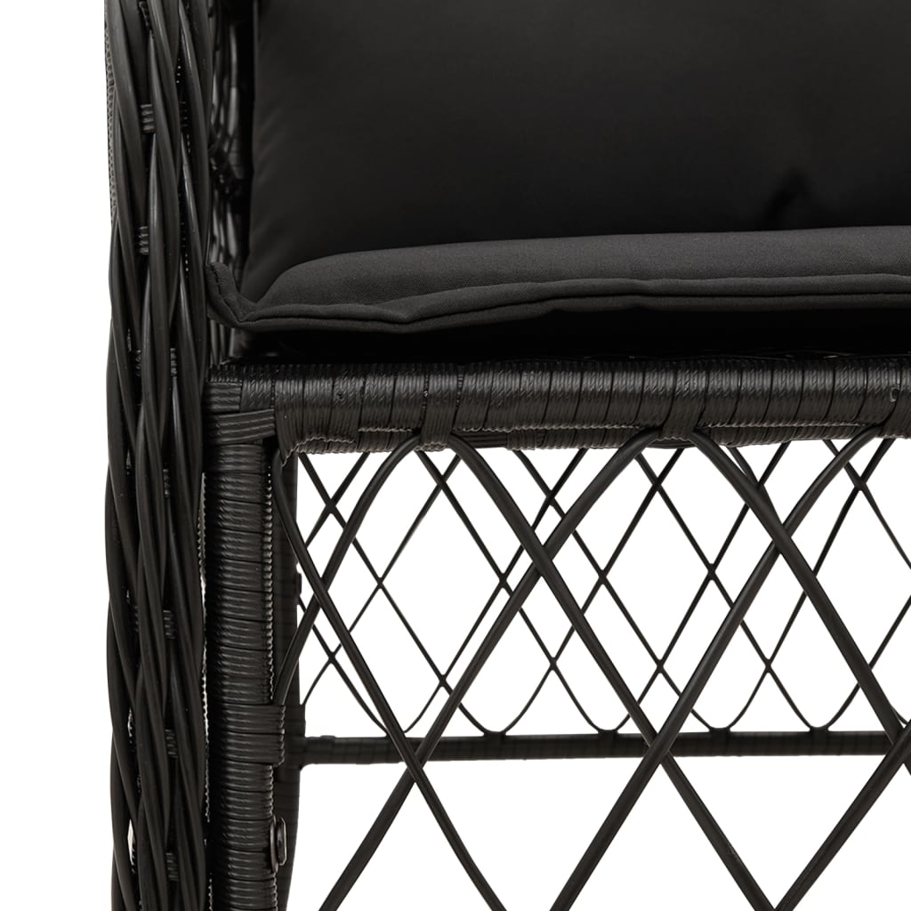 vidaXL Set mobilier de grădină cu perne, 9 piese, negru, poliratan vidaXL Set mobilier de grădină cu perne, 9 piese, negru, poliratan