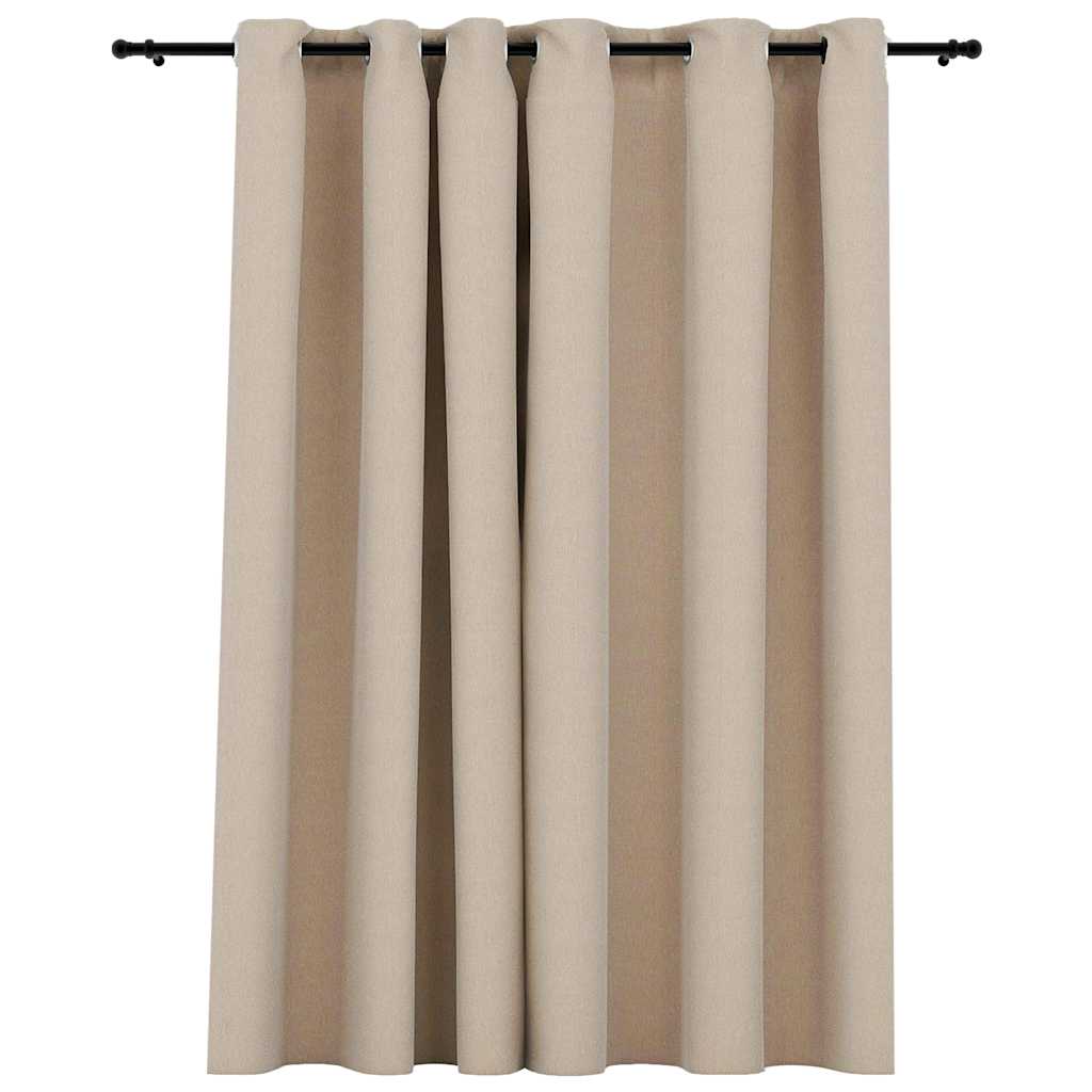 vidaXL Perdea opacă, aspect pânză, cu ocheți, bej, 290x245 cm vidaXL Perdea opacă, aspect pânză, cu ocheți, bej, 290x245 cm