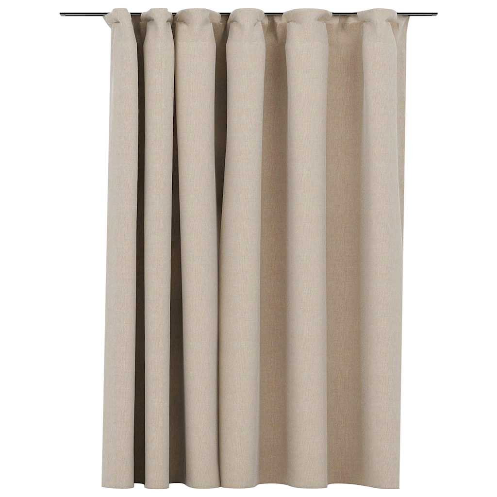 vidaXL Draperie opacă, aspect de in, bej, 290 x 245 cm, cu cârlige vidaXL Draperie opacă, aspect de in, bej, 290 x 245 cm, cu cârlige