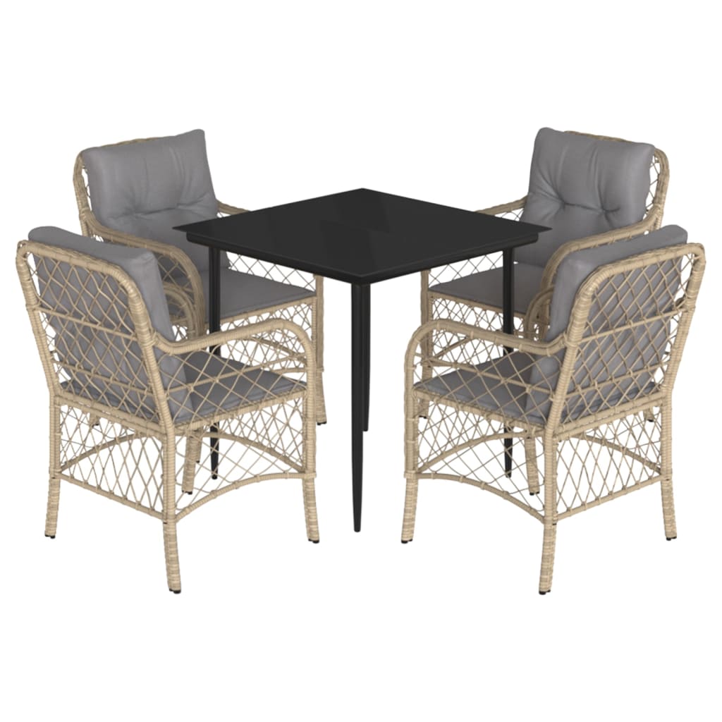 vidaXL Set mobilier pentru grădină, 5 piese, cu perne, bej, poliratan vidaXL Set mobilier pentru grădină, 5 piese, cu perne, bej, poliratan