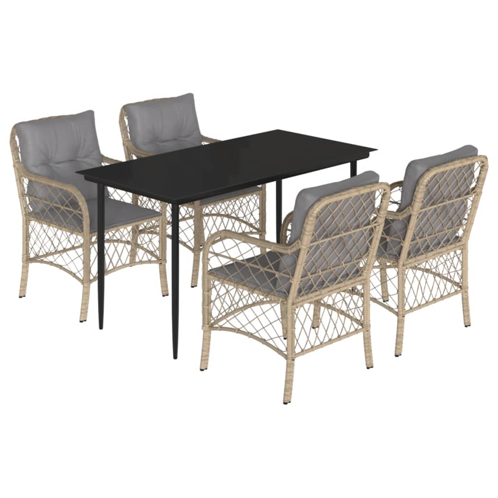 vidaXL Set mobilier pentru grădină, 5 piese, cu perne, bej, poliratan vidaXL Set mobilier pentru grădină, 5 piese, cu perne, bej, poliratan