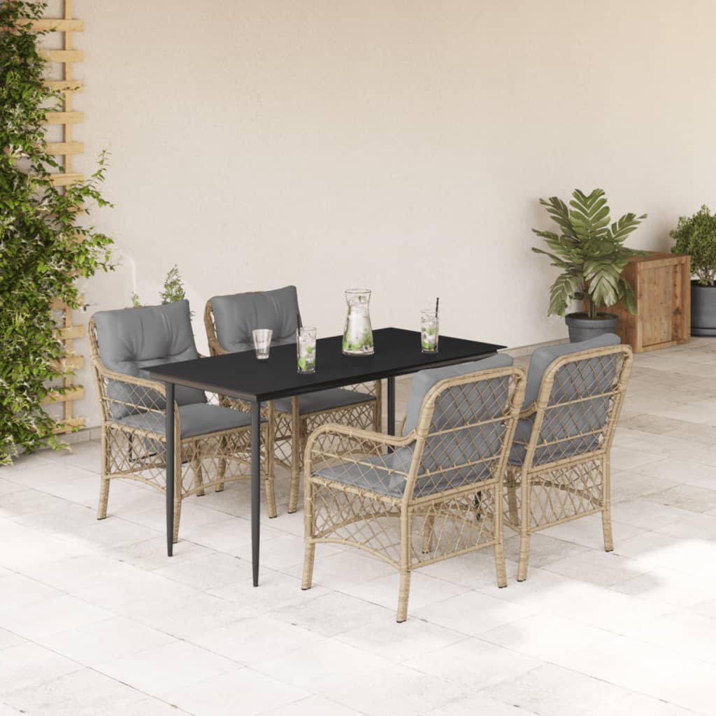 vidaXL Set mobilier pentru grădină, 5 piese, cu perne, bej, poliratan vidaXL Set mobilier pentru grădină, 5 piese, cu perne, bej, poliratan