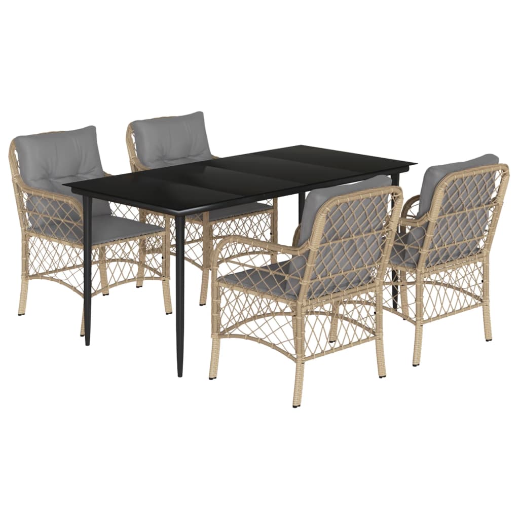 vidaXL Set mobilier pentru grădină, 5 piese, cu perne, bej, poliratan vidaXL Set mobilier pentru grădină, 5 piese, cu perne, bej, poliratan