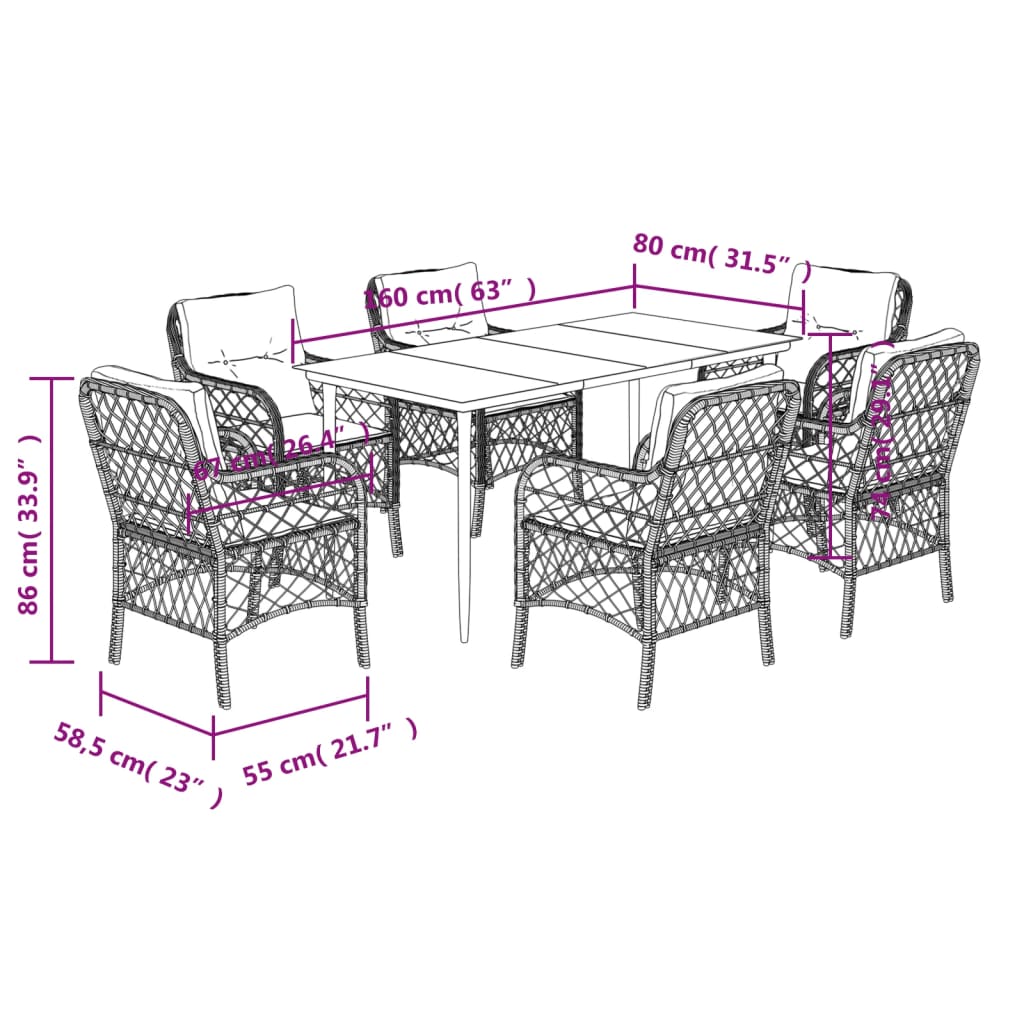 vidaXL Set mobilier pentru grădină, 7 piese, cu perne, bej, poliratan vidaXL Set mobilier pentru grădină, 7 piese, cu perne, bej, poliratan