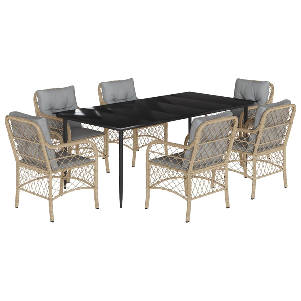 vidaXL Set mobilier pentru grădină, 7 piese, cu perne, bej, poliratan vidaXL Set mobilier pentru grădină, 7 piese, cu perne, bej, poliratan