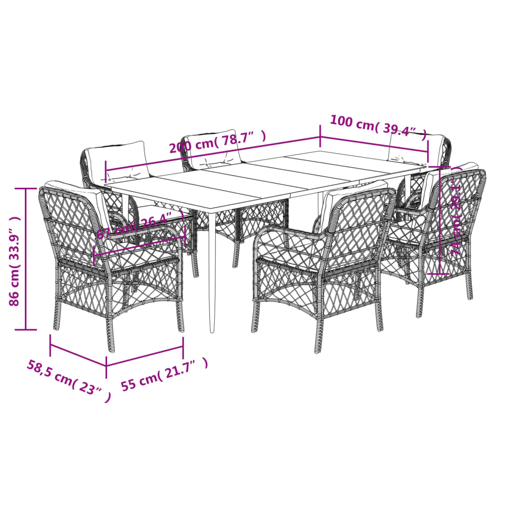 vidaXL Set mobilier pentru grădină, 7 piese, cu perne, bej, poliratan vidaXL Set mobilier pentru grădină, 7 piese, cu perne, bej, poliratan