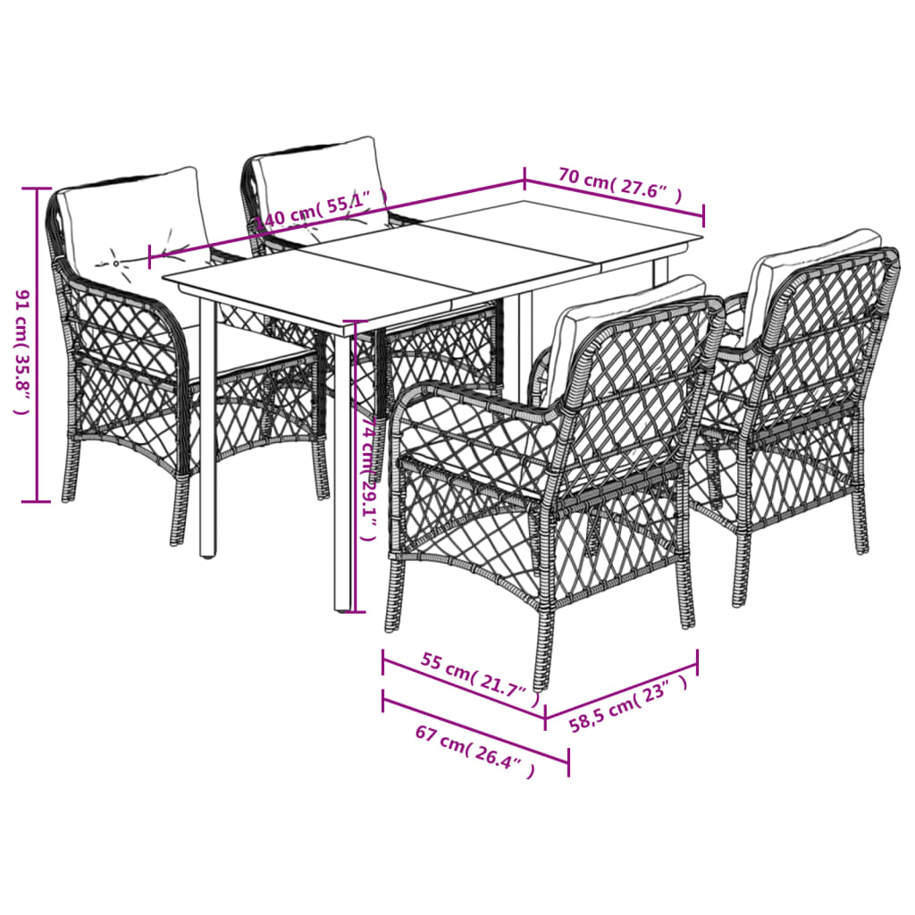 vidaXL Set mobilier pentru grădină, 5 piese, cu perne, bej, poliratan vidaXL Set mobilier pentru grădină, 5 piese, cu perne, bej, poliratan