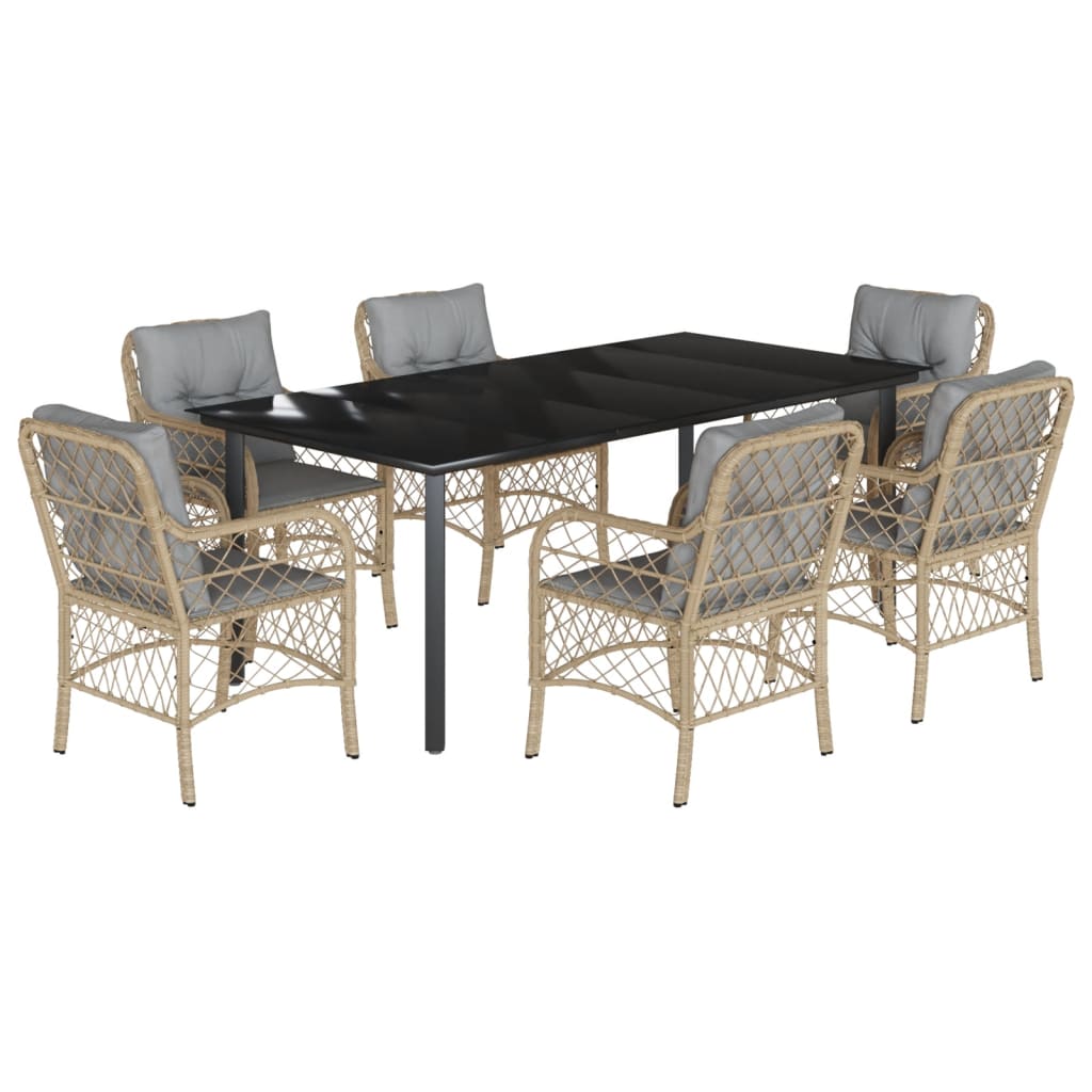 vidaXL Set mobilier pentru grădină, 7 piese, cu perne, bej, poliratan vidaXL Set mobilier pentru grădină, 7 piese, cu perne, bej, poliratan