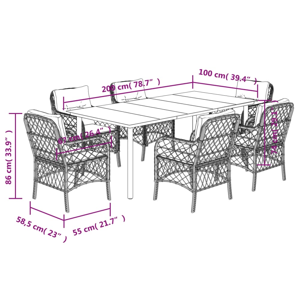 vidaXL Set mobilier pentru grădină, 7 piese, cu perne, bej, poliratan vidaXL Set mobilier pentru grădină, 7 piese, cu perne, bej, poliratan