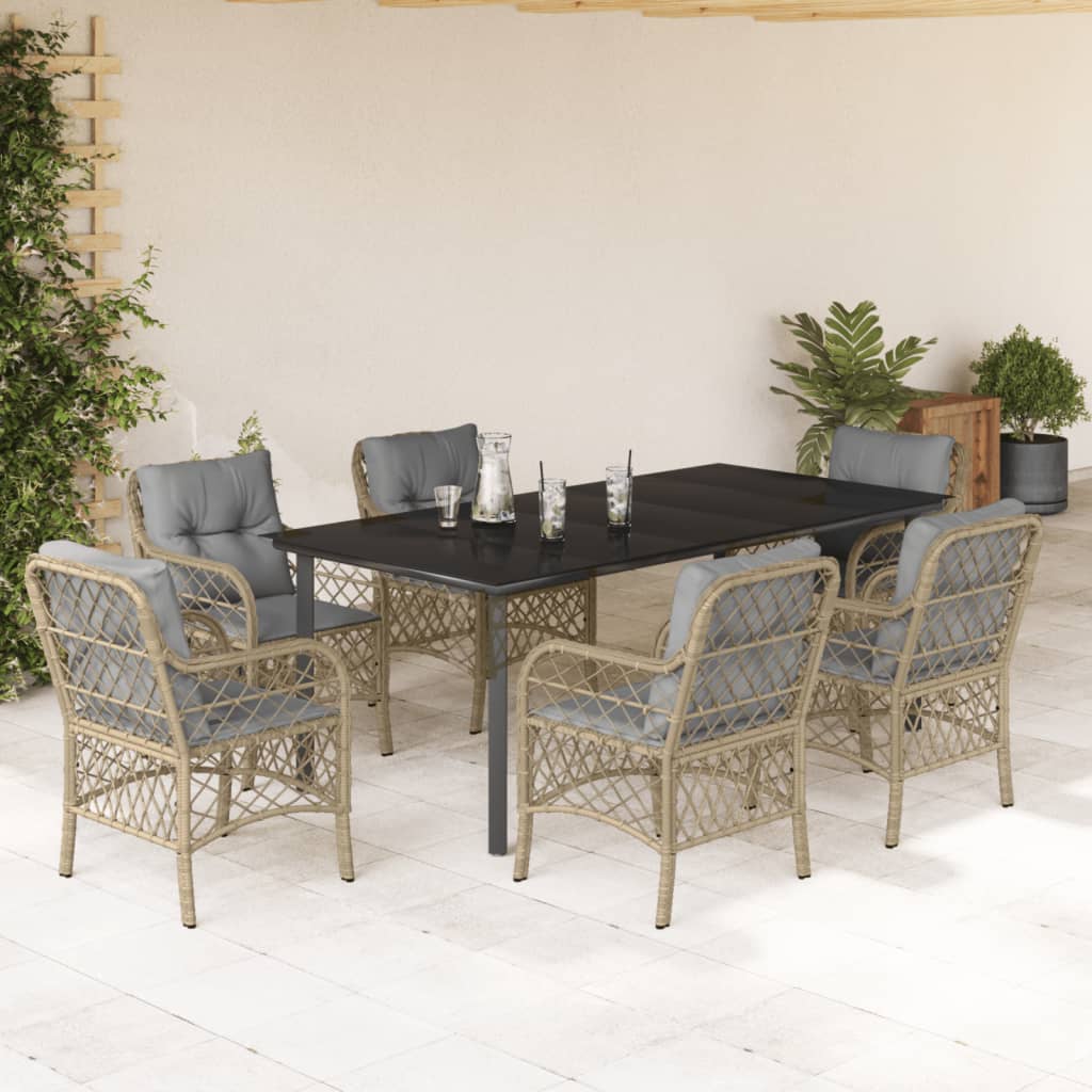 vidaXL Set mobilier pentru grădină, 7 piese, cu perne, bej, poliratan vidaXL Set mobilier pentru grădină, 7 piese, cu perne, bej, poliratan