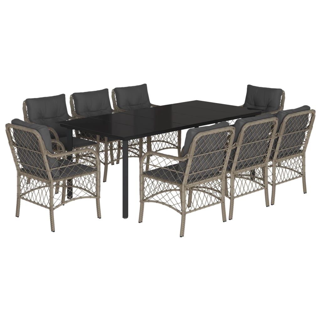 vidaXL Set mobilier grădină cu perne, 9 piese, gri deschis, poliratan vidaXL Set mobilier grădină cu perne, 9 piese, gri deschis, poliratan