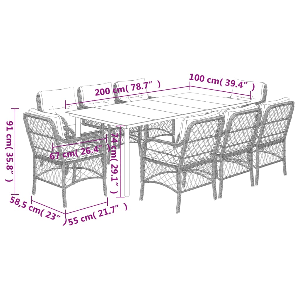 vidaXL Set mobilier grădină cu perne, 9 piese, gri deschis, poliratan vidaXL Set mobilier grădină cu perne, 9 piese, gri deschis, poliratan