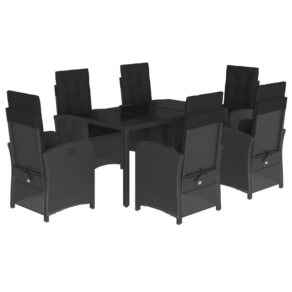vidaXL Set mobilier de grădină cu perne, 7 piese, negru, poliratan vidaXL Set mobilier de grădină cu perne, 7 piese, negru, poliratan