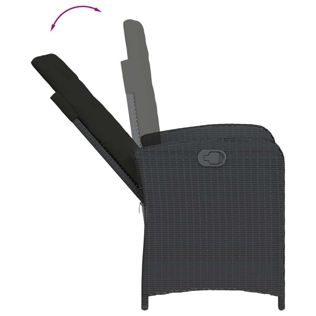 vidaXL Set mobilier de grădină cu perne, 7 piese, negru, poliratan vidaXL Set mobilier de grădină cu perne, 7 piese, negru, poliratan
