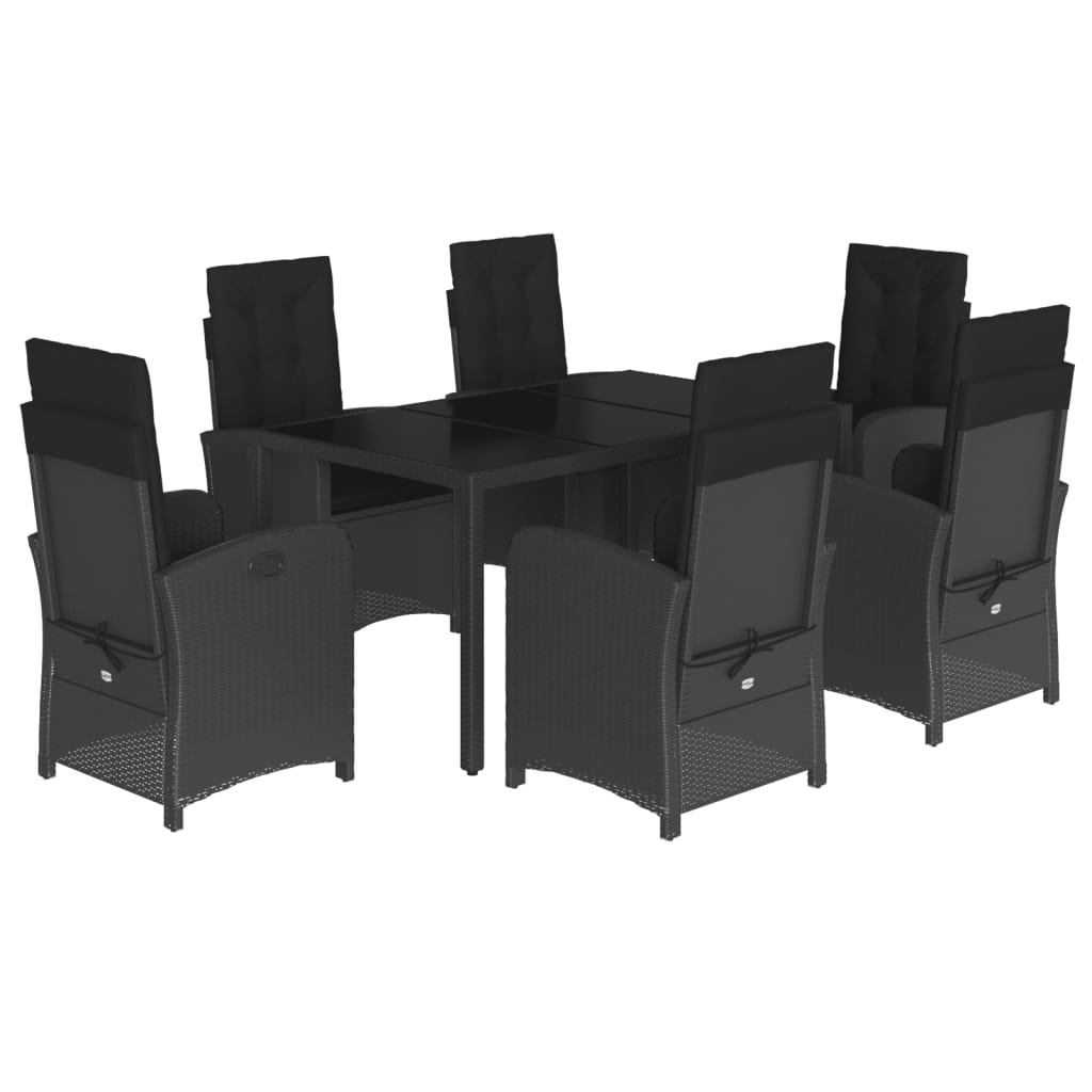 vidaXL Set mobilier de grădină cu perne, 7 piese, negru, poliratan vidaXL Set mobilier de grădină cu perne, 7 piese, negru, poliratan
