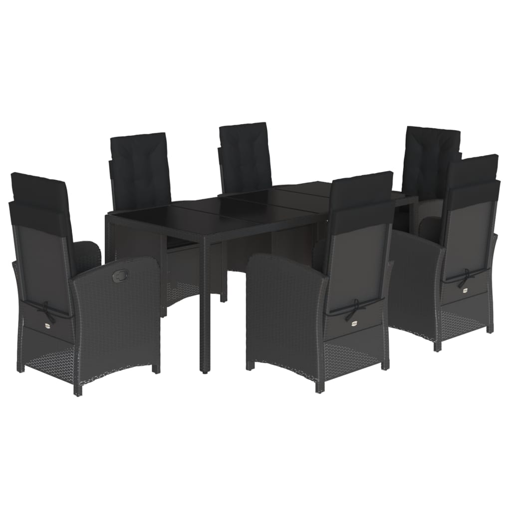 vidaXL Set mobilier de grădină cu perne, 7 piese, negru, poliratan vidaXL Set mobilier de grădină cu perne, 7 piese, negru, poliratan