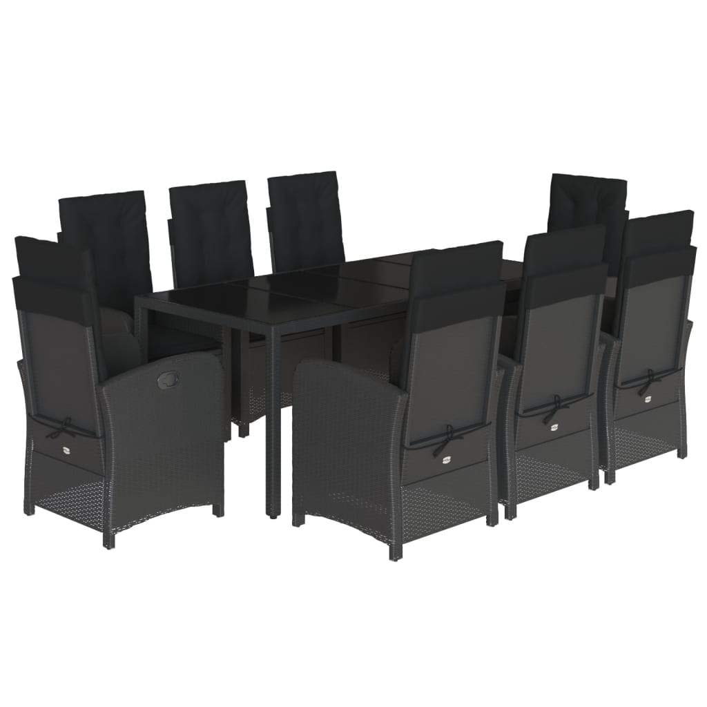 vidaXL Set mobilier de grădină cu perne, 9 piese, negru, poliratan vidaXL Set mobilier de grădină cu perne, 9 piese, negru, poliratan
