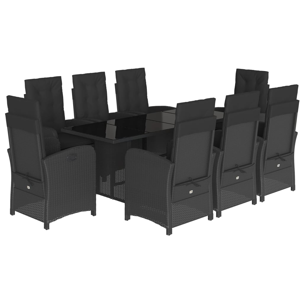 vidaXL Set mobilier de grădină cu perne, 9 piese, negru, poliratan vidaXL Set mobilier de grădină cu perne, 9 piese, negru, poliratan
