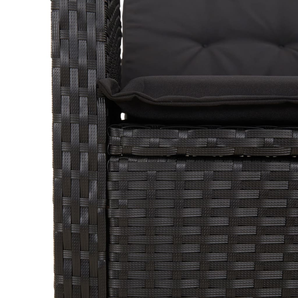 vidaXL Set mobilier de grădină cu perne, 9 piese, negru, poliratan vidaXL Set mobilier de grădină cu perne, 9 piese, negru, poliratan