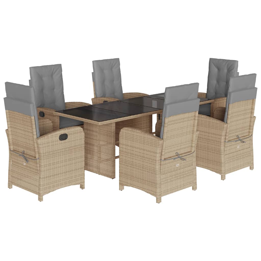 vidaXL Set mobilier pentru grădină, 7 piese, cu perne, bej, poliratan