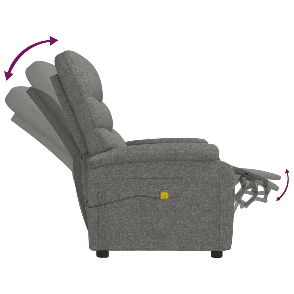 vidaXL Fotoliu de masaj, gri închis, material textil vidaXL Fotoliu de masaj, gri închis, material textil