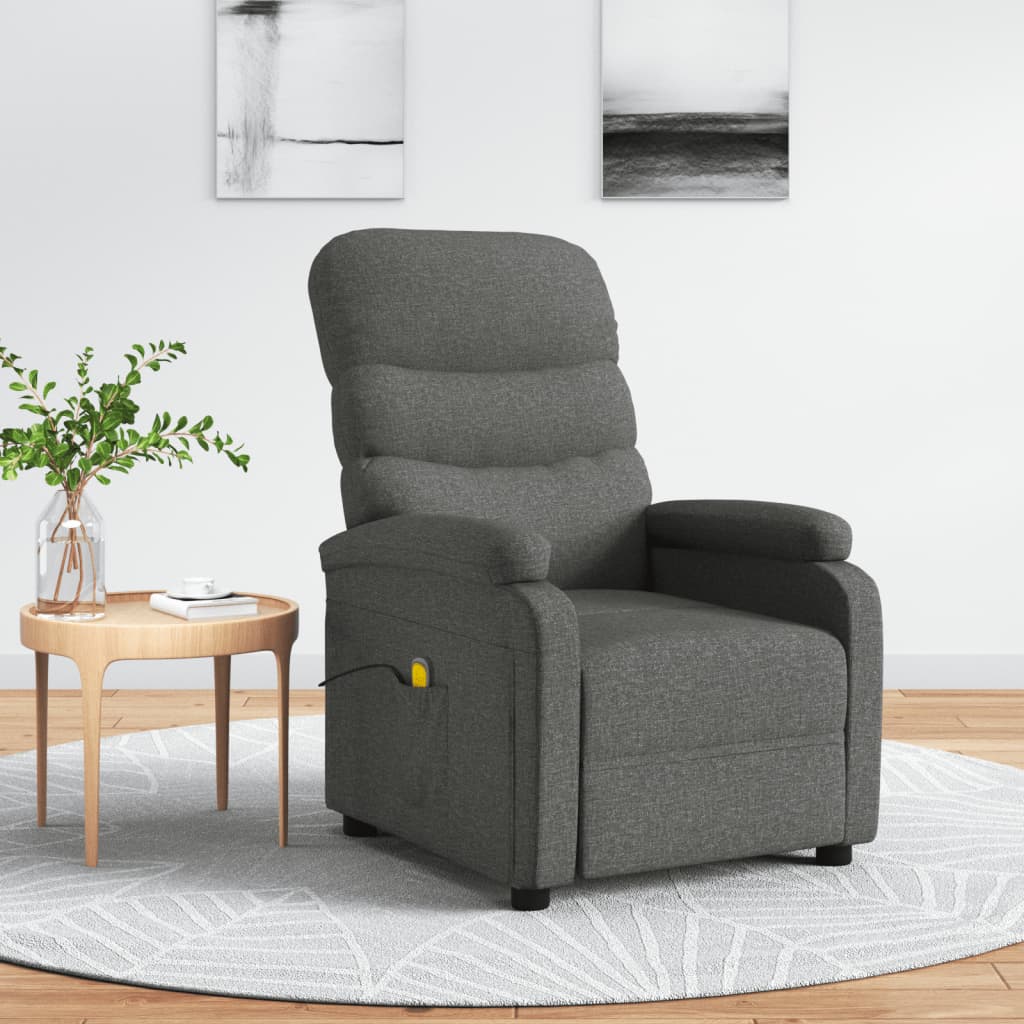vidaXL Fotoliu de masaj, gri închis, material textil vidaXL Fotoliu de masaj, gri închis, material textil