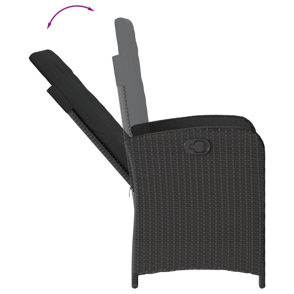 vidaXL Set mobilier de grădină cu perne, 9 piese, negru, poliratan