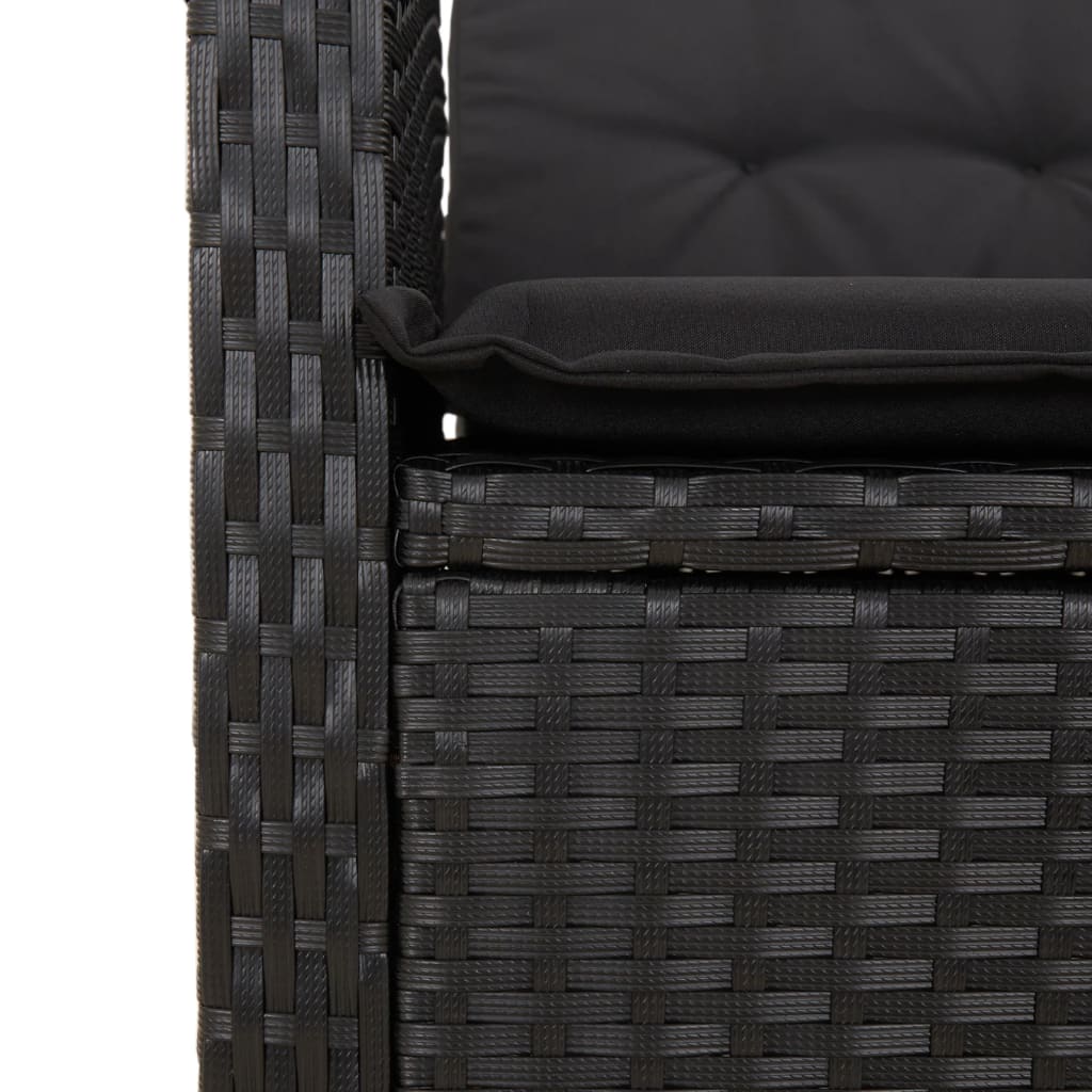vidaXL Set mobilier de grădină cu perne, 9 piese, negru, poliratan