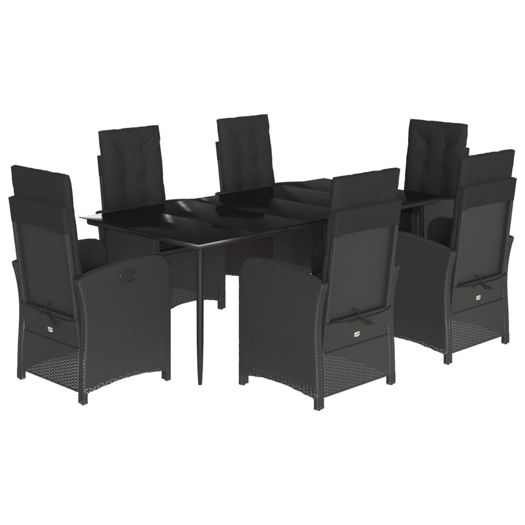 vidaXL Set mobilier de grădină cu perne, 7 piese, negru, poliratan vidaXL Set mobilier de grădină cu perne, 7 piese, negru, poliratan