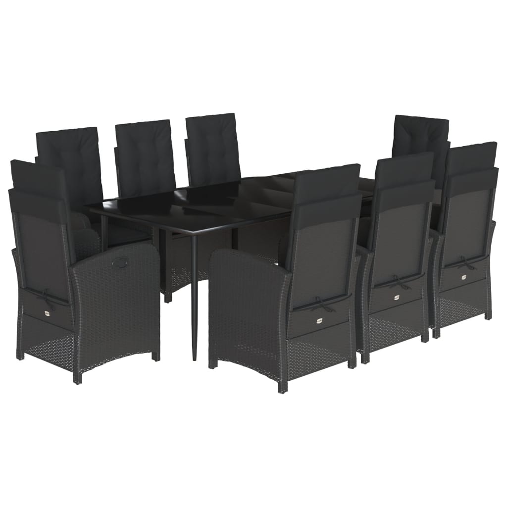 vidaXL Set mobilier de grădină cu perne, 9 piese, negru, poliratan vidaXL Set mobilier de grădină cu perne, 9 piese, negru, poliratan
