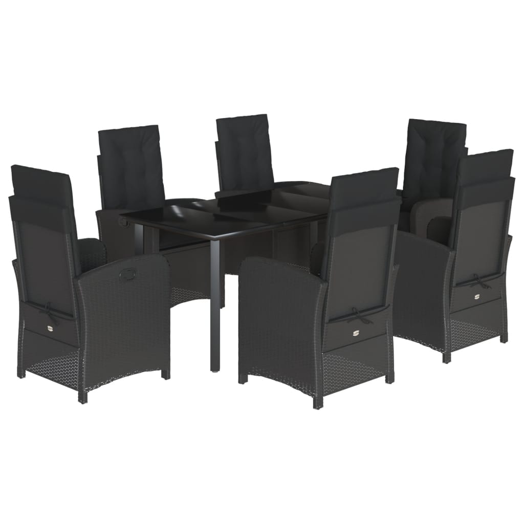 vidaXL Set mobilier de grădină cu perne, 7 piese, negru, poliratan vidaXL Set mobilier de grădină cu perne, 7 piese, negru, poliratan