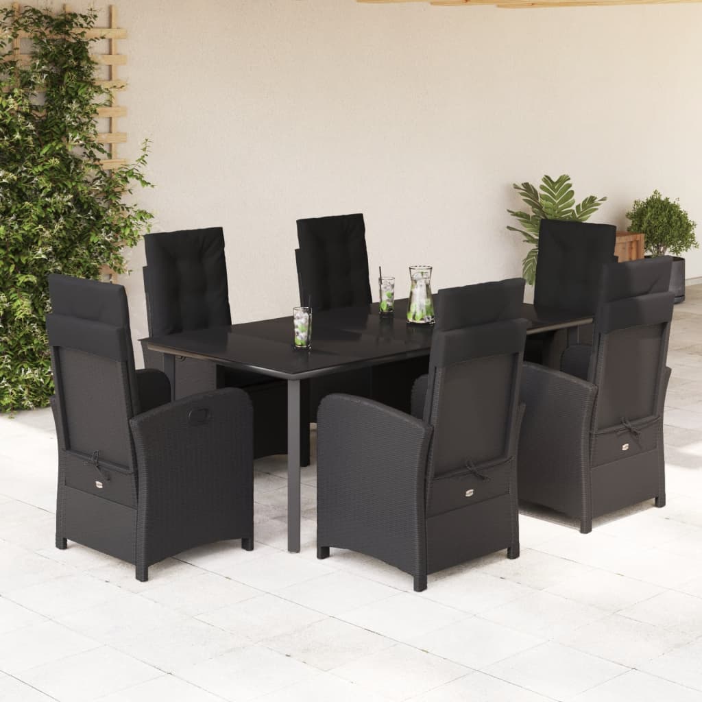 vidaXL Set mobilier de grădină cu perne, 7 piese, negru, poliratan vidaXL Set mobilier de grădină cu perne, 7 piese, negru, poliratan