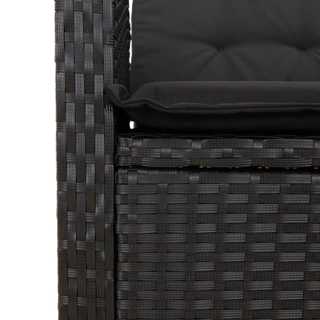vidaXL Set mobilier de grădină cu perne, 9 piese, negru, poliratan
