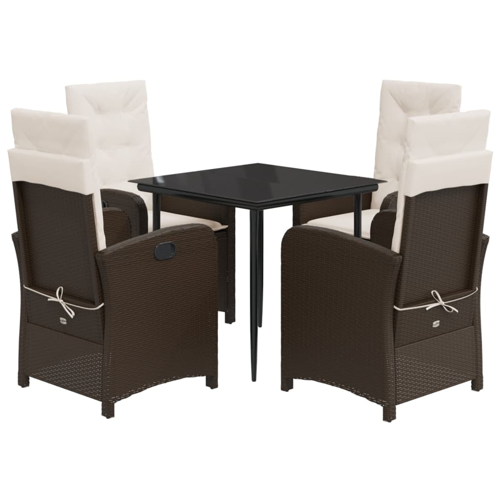 vidaXL Set mobilier de grădină, 5 piese, cu perne, maro, poliratan vidaXL Set mobilier de grădină, 5 piese, cu perne, maro, poliratan
