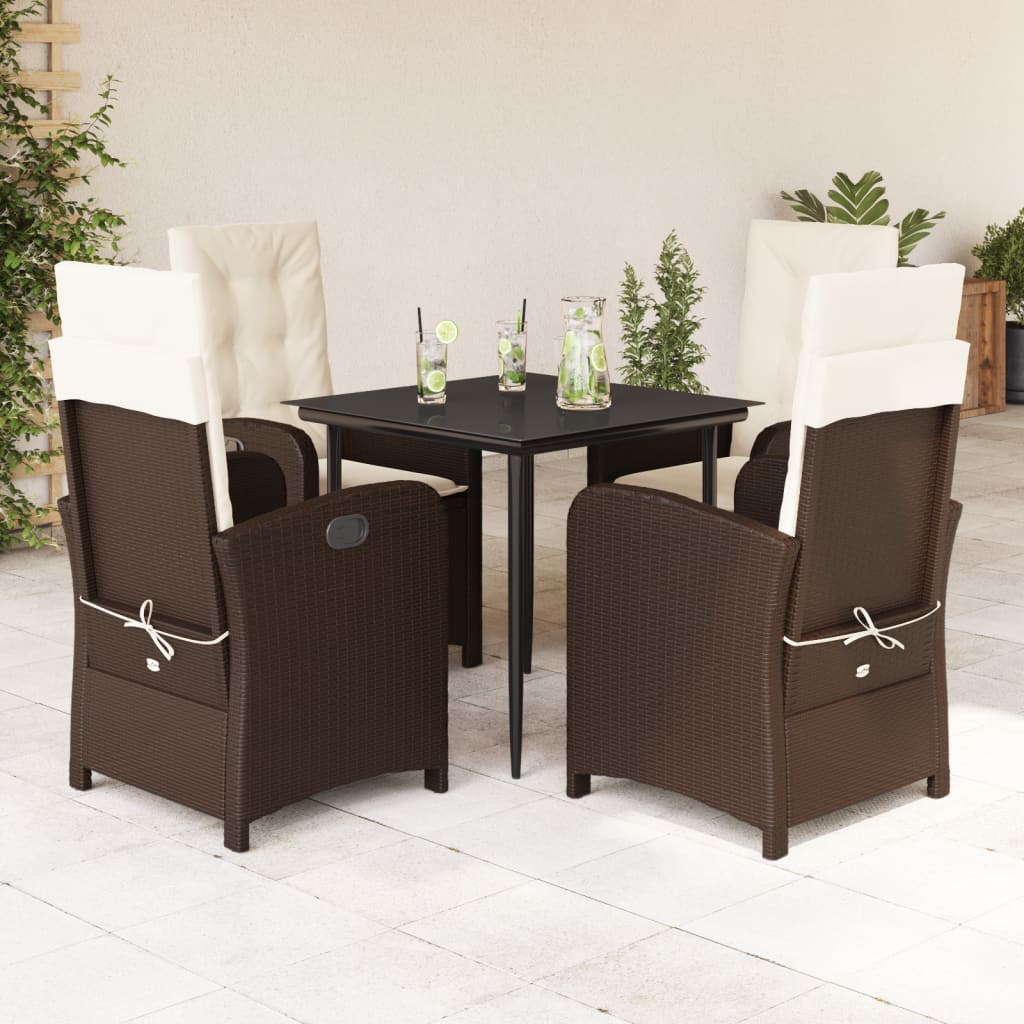 vidaXL Set mobilier de grădină, 5 piese, cu perne, maro, poliratan vidaXL Set mobilier de grădină, 5 piese, cu perne, maro, poliratan