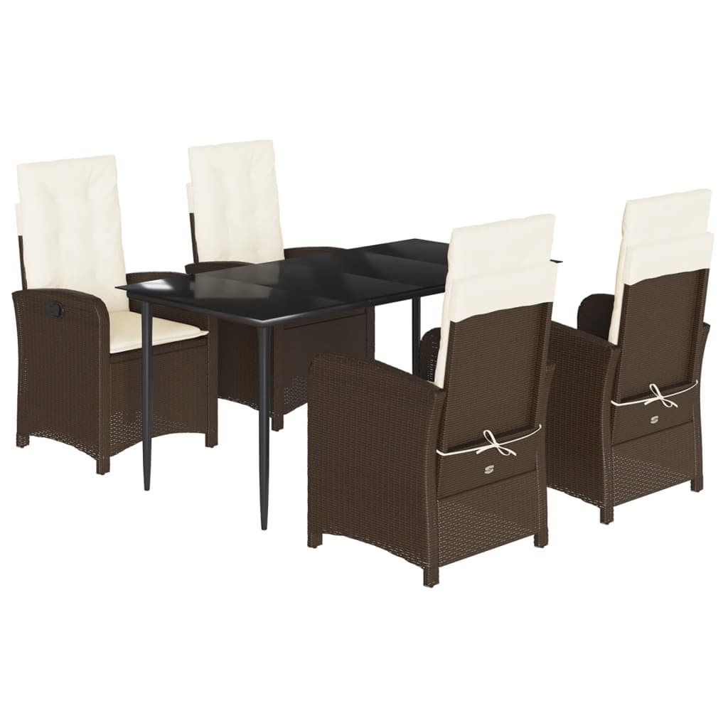 vidaXL Set mobilier de grădină, 5 piese, cu perne, maro, poliratan vidaXL Set mobilier de grădină, 5 piese, cu perne, maro, poliratan