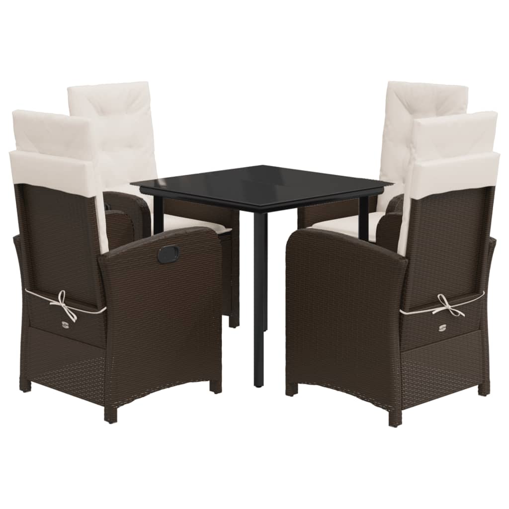 vidaXL Set mobilier de grădină, 5 piese, cu perne, maro, poliratan vidaXL Set mobilier de grădină, 5 piese, cu perne, maro, poliratan