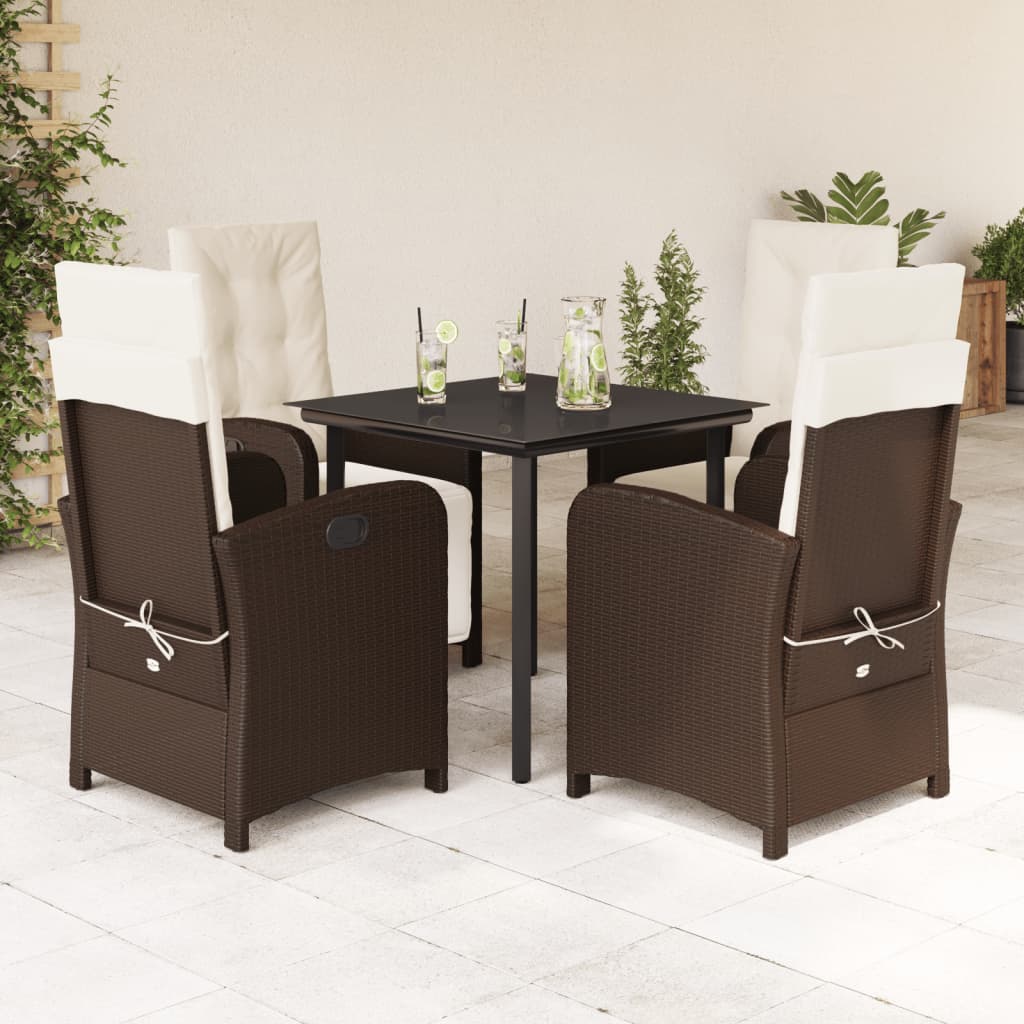 vidaXL Set mobilier de grădină, 5 piese, cu perne, maro, poliratan vidaXL Set mobilier de grădină, 5 piese, cu perne, maro, poliratan
