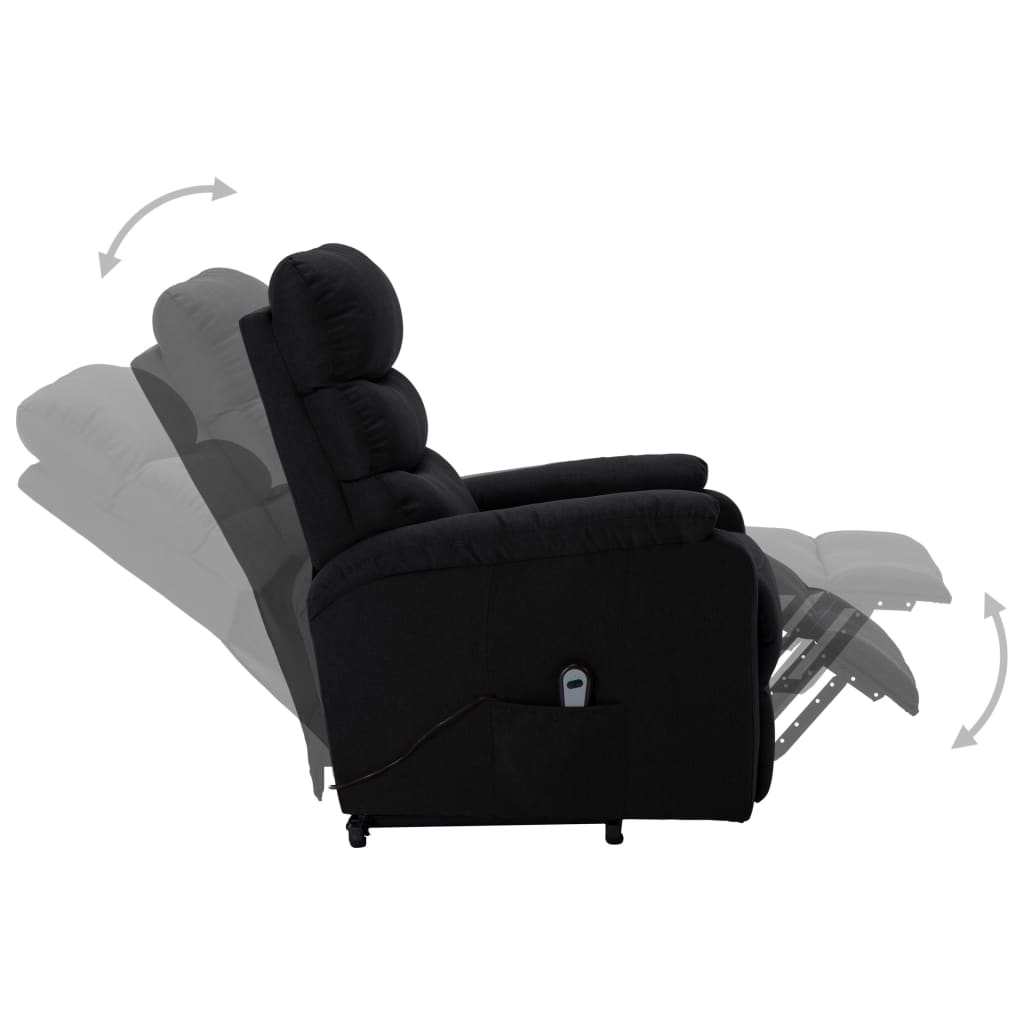 vidaXL Fotoliu cu ridicare, negru, material textil vidaXL Fotoliu cu ridicare, negru, material textil