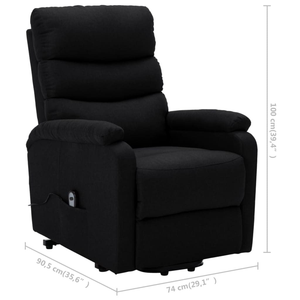 vidaXL Fotoliu cu ridicare, negru, material textil vidaXL Fotoliu cu ridicare, negru, material textil