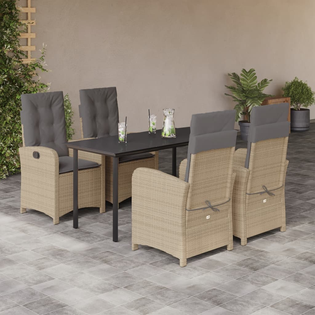 vidaXL Set mobilier pentru grădină, 5 piese, cu perne, bej, poliratan vidaXL Set mobilier pentru grădină, 5 piese, cu perne, bej, poliratan
