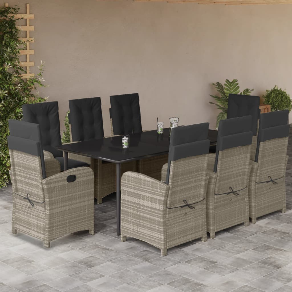 vidaXL Set mobilier grădină cu perne, 9 piese, gri deschis, poliratan vidaXL Set mobilier grădină cu perne, 9 piese, gri deschis, poliratan