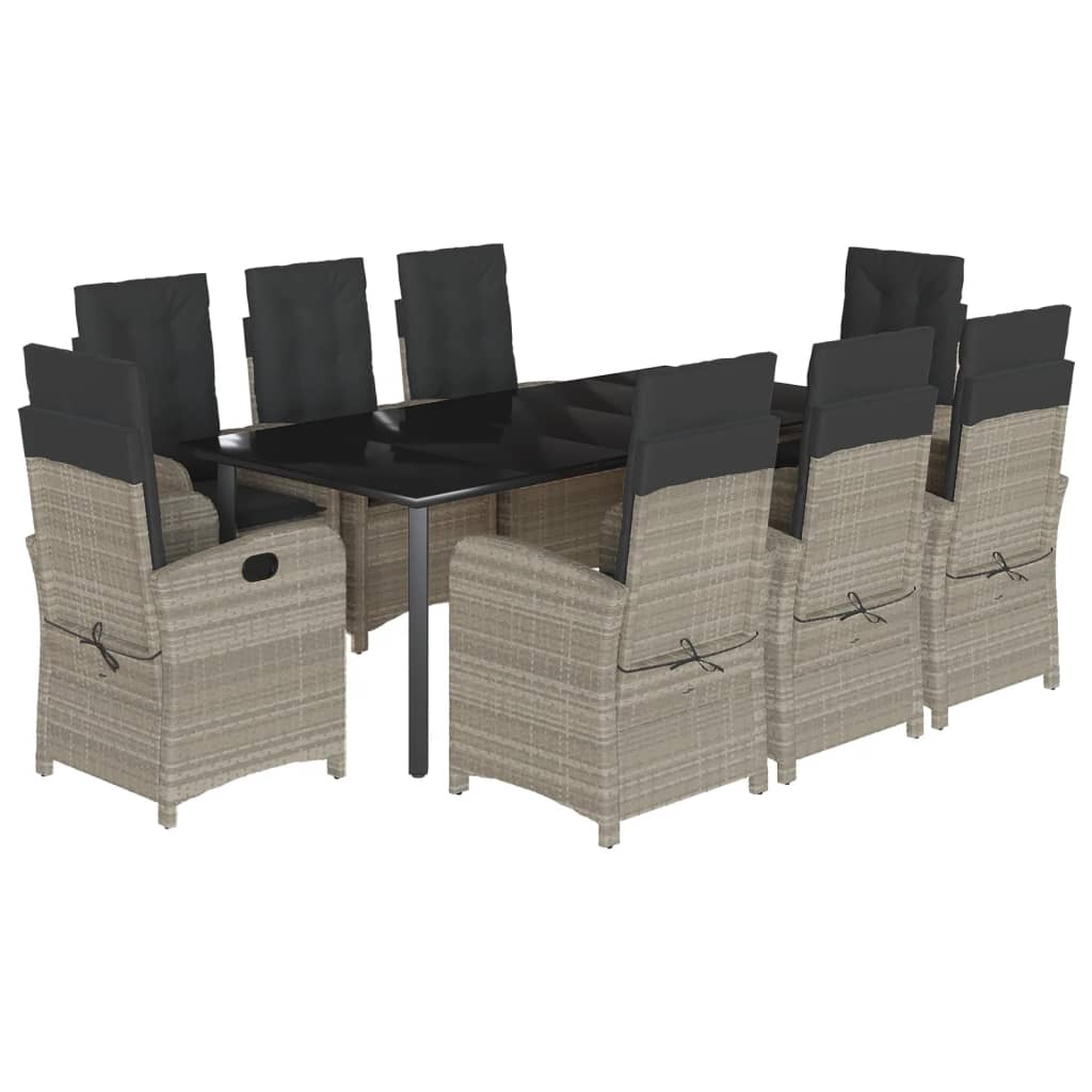 vidaXL Set mobilier grădină cu perne, 9 piese, gri deschis, poliratan vidaXL Set mobilier grădină cu perne, 9 piese, gri deschis, poliratan
